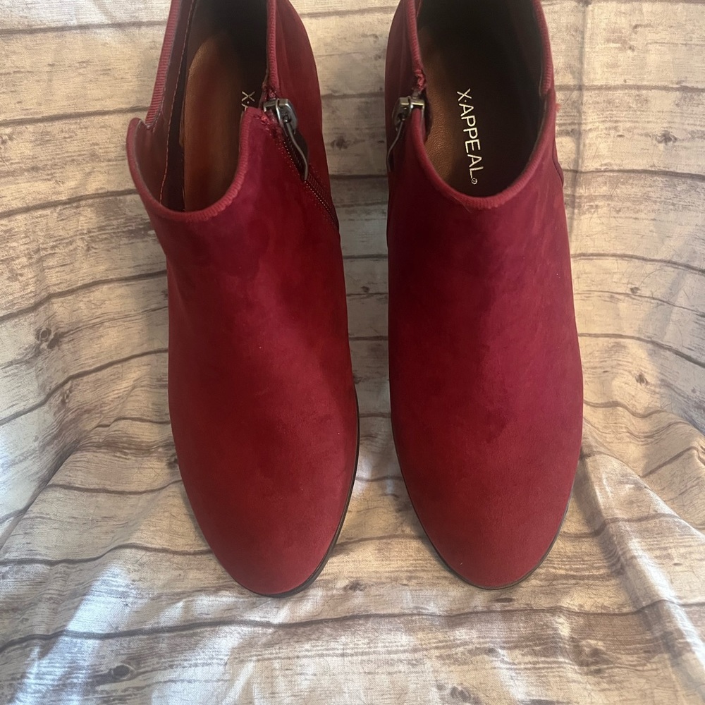 👠NWOT Suede X Appeal Woman’s Wine Boots Size 7 1/2 - Picture 4 of 6